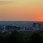 Couché de soleil sur Paris - Vue des jardins de Belleville