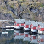 Flam : maisons au bord du Fiord