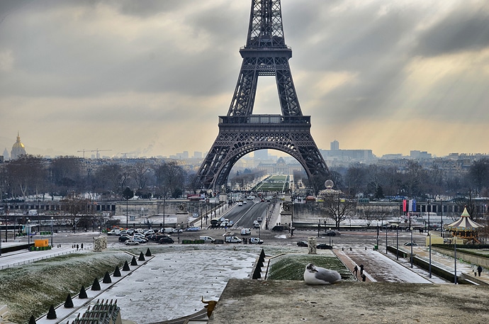 Hivers 2012 - Esplanade du Trocadéro, vue sur la Tour Eiffel