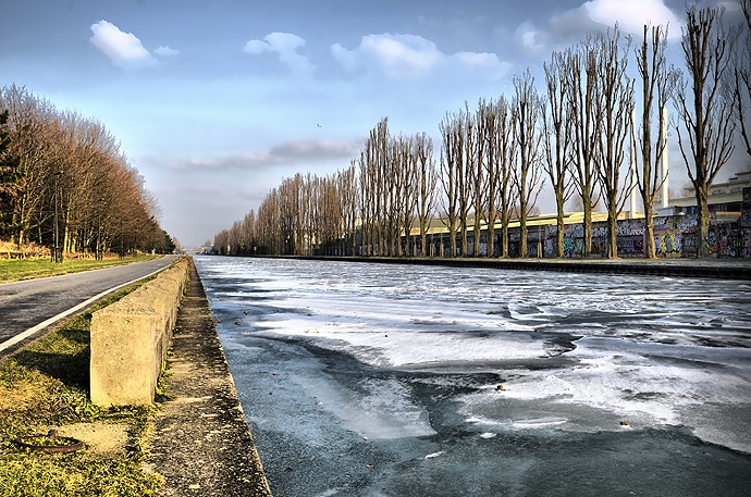 Bobigny - Canal de l'Ourcq gelé