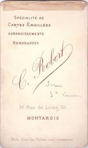 Edouard Buguet, pseudonyme C. Robert, photographe à Montargis - Carte de visite