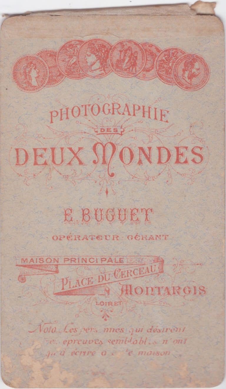 Edouard Buguet, pseudonyme C. Robert, photographe à Montargis - Carte de visite