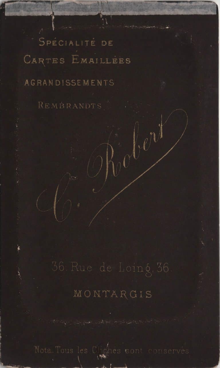 Edouard Buguet, pseudonyme C. Robert, photographe à Montargis - Carte de visite